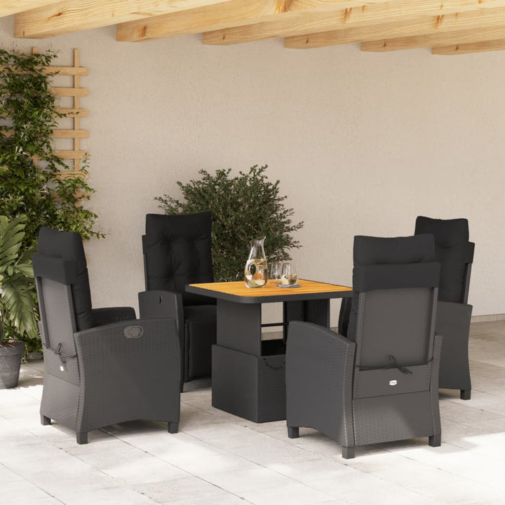 Set Mobilier De Grădină Cu Perne, 4 Piese, Negru, Poliratan