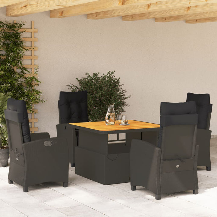 Set Mobilier De Grădină Cu Perne, 4 Piese, Negru, Poliratan