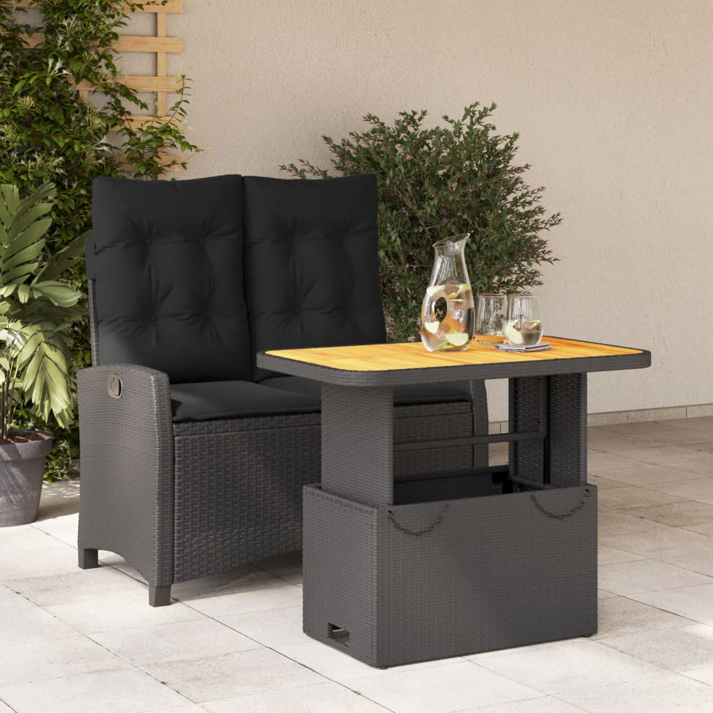 Set Mobilier De Grădină Cu Perne, 4 Piese, Negru, Poliratan