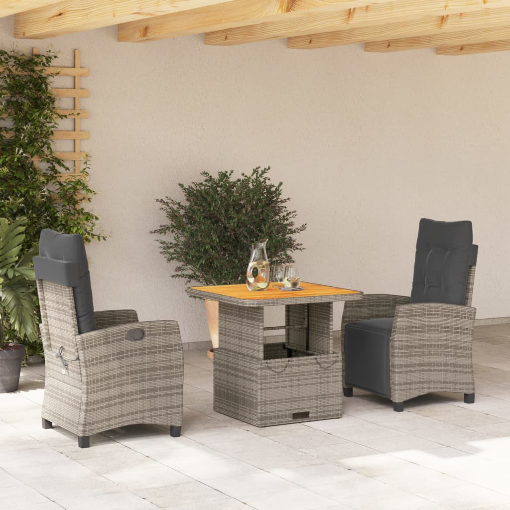 Set Mobilier De Grădină Cu Perne, 2 Piese, Gri, Poliratan