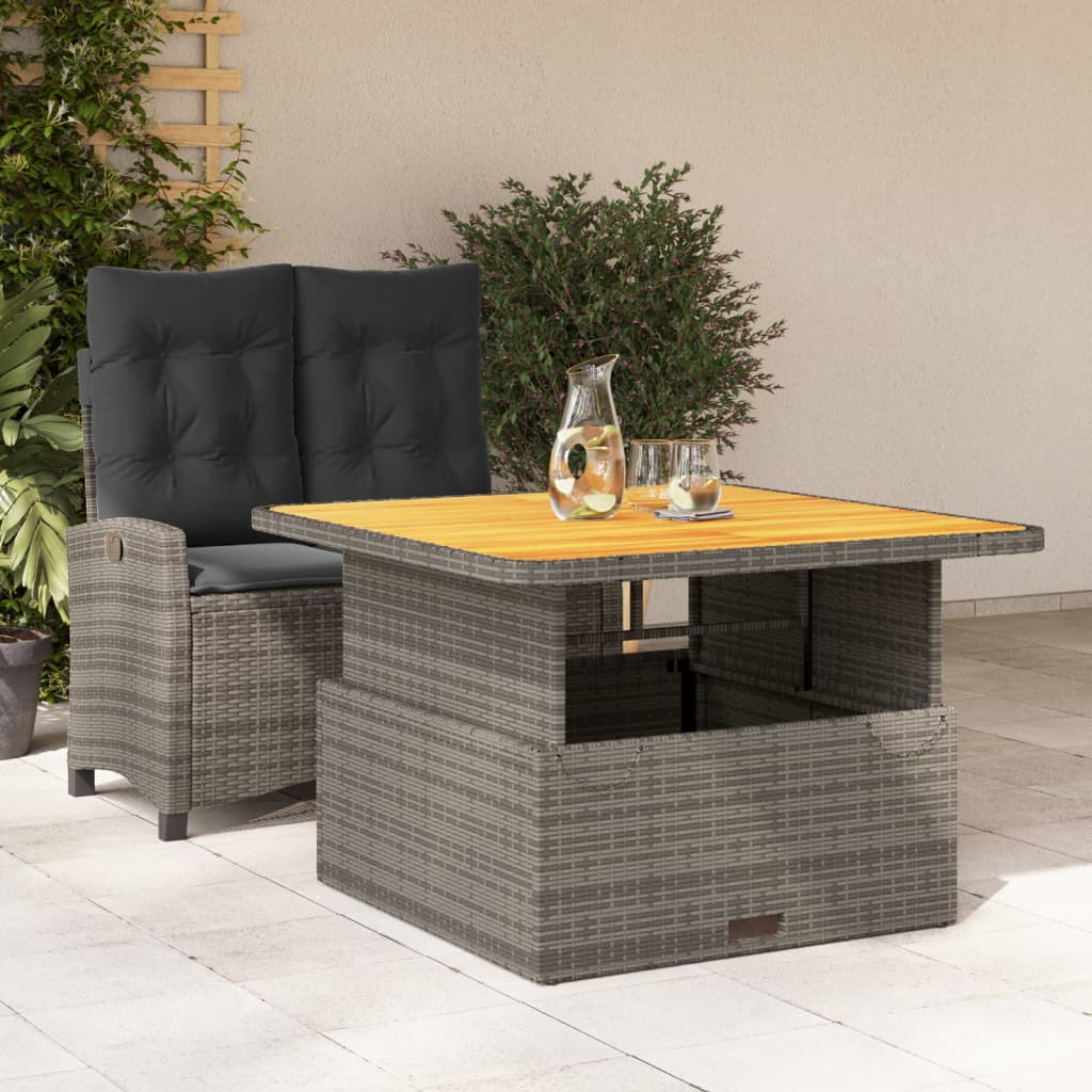Set Mobilier De Grădină Cu Perne, 2 Piese, Gri, Poliratan