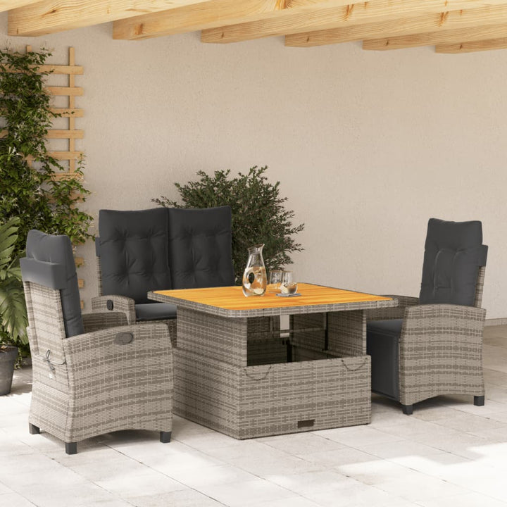 Set Mobilier De Grădină Cu Perne, 2 Piese, Gri, Poliratan
