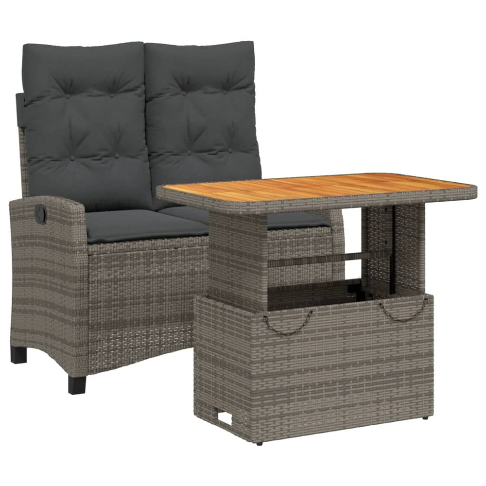 Set Mobilier De Grădină Cu Perne, 2 Piese, Gri, Poliratan