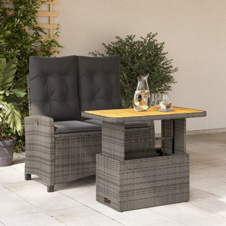 Set Mobilier De Grădină Cu Perne, 2 Piese, Gri, Poliratan