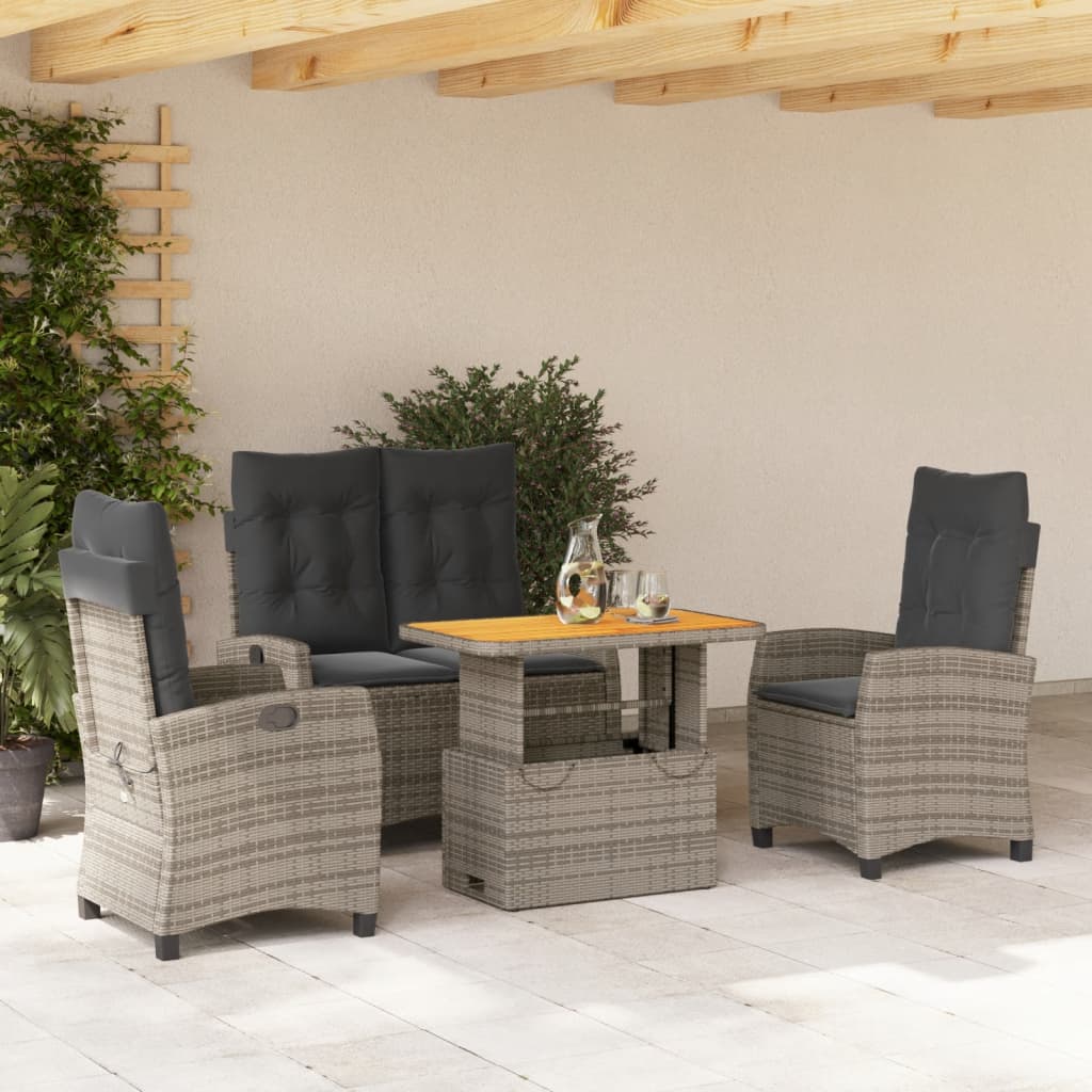 Set Mobilier De Grădină Cu Perne, 2 Piese, Gri, Poliratan