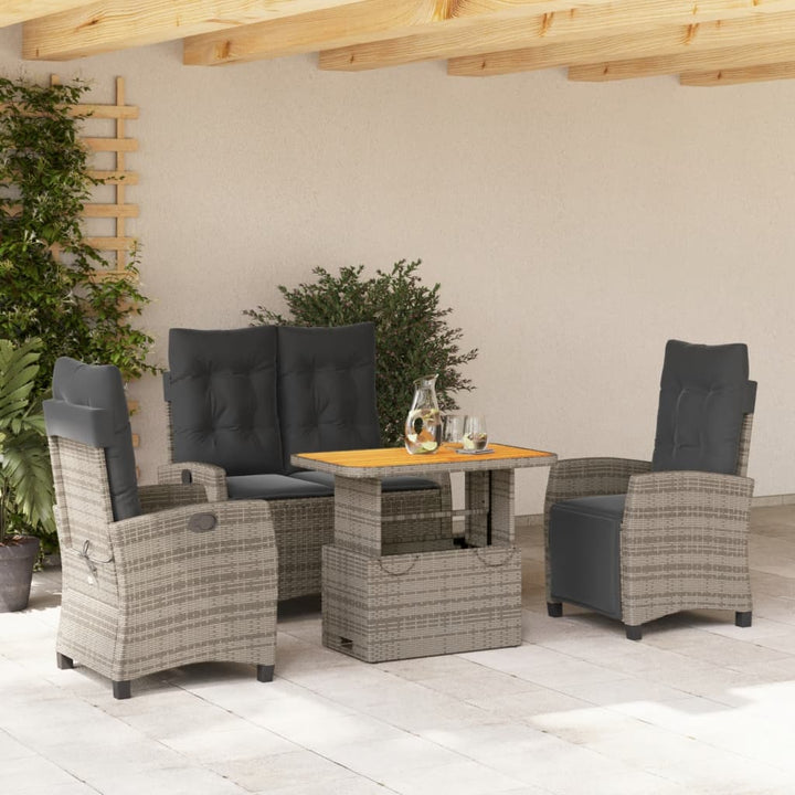 Set Mobilier De Grădină Cu Perne, 2 Piese, Gri, Poliratan