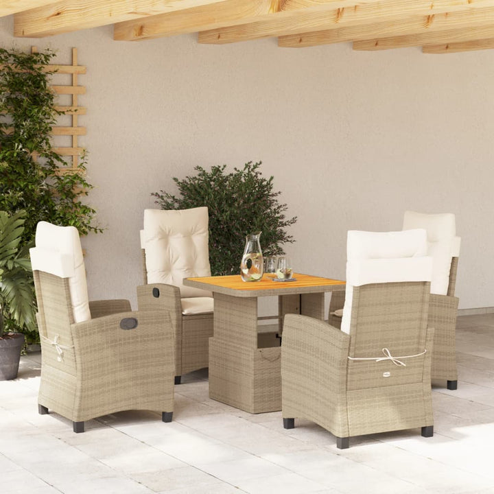 Set Mobilier De Grădină Cu Perne, 5 Piese, Bej, Poliratan