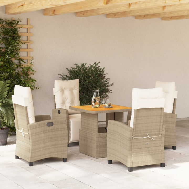 Set Mobilier De Grădină Cu Perne, 5 Piese, Bej, Poliratan