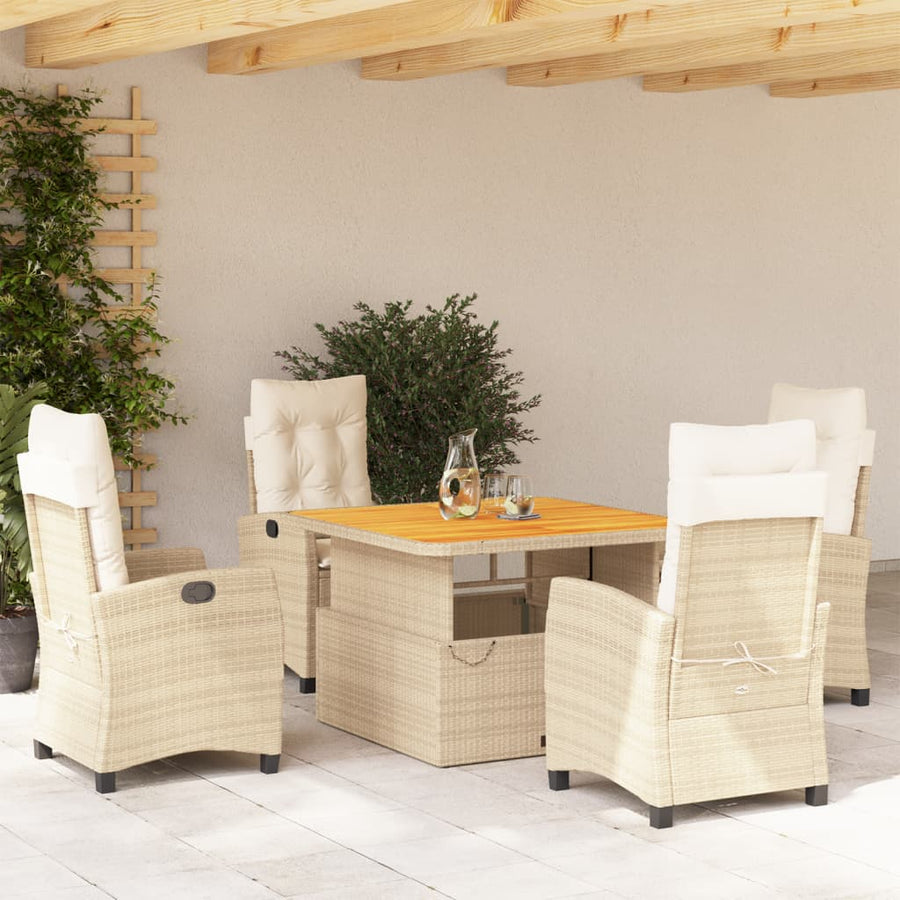 Set Mobilier De Grădină Cu Perne, 5 Piese, Bej, Poliratan