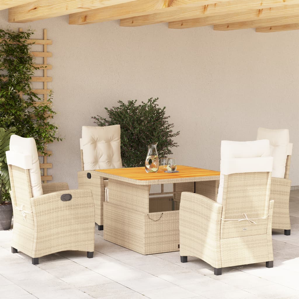 Set Mobilier De Grădină Cu Perne, 5 Piese, Bej, Poliratan
