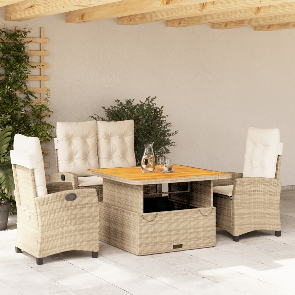 Set Mobilier De Grădină Cu Perne, 5 Piese, Bej, Poliratan