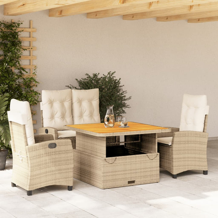 Set Mobilier De Grădină Cu Perne, 5 Piese, Bej, Poliratan