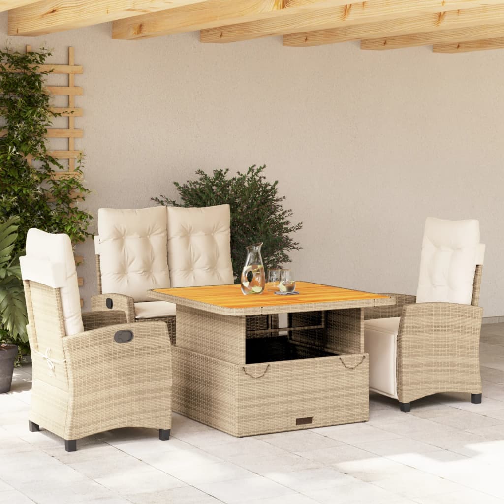 Set Mobilier De Grădină Cu Perne, 5 Piese, Bej, Poliratan