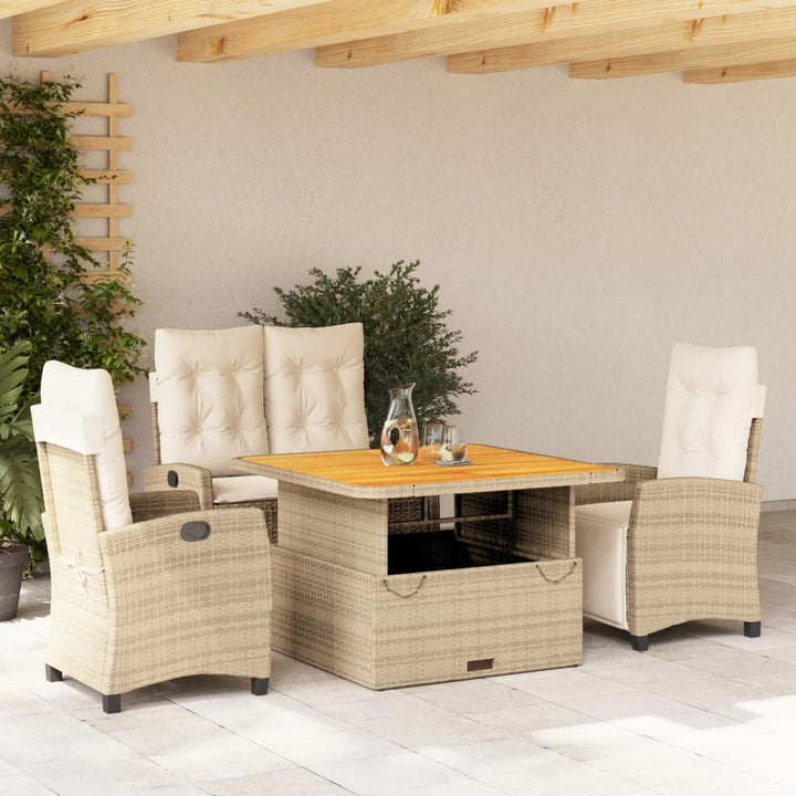 Set Mobilier De Grădină Cu Perne, 5 Piese, Bej, Poliratan