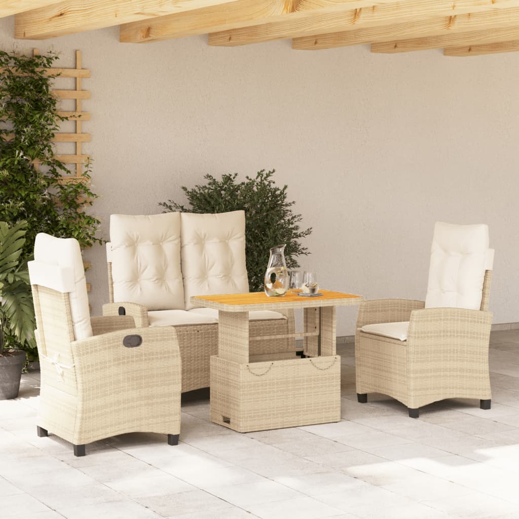 Set Mobilier De Grădină Cu Perne, 5 Piese, Bej, Poliratan
