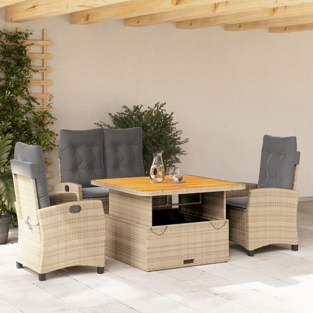 Set Mobilier De Grădină, 2 Piese, Cu Perne, Bej, Poliratan