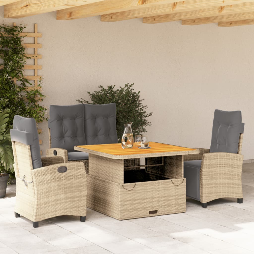 Set Mobilier De Grădină, 2 Piese, Cu Perne, Bej, Poliratan