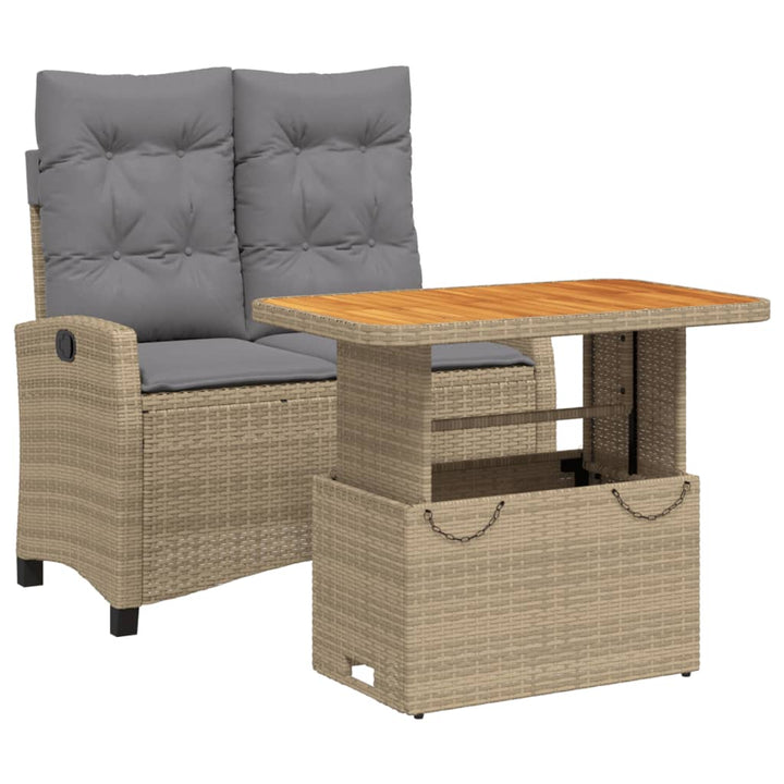 Set Mobilier De Grădină, 2 Piese, Cu Perne, Bej, Poliratan