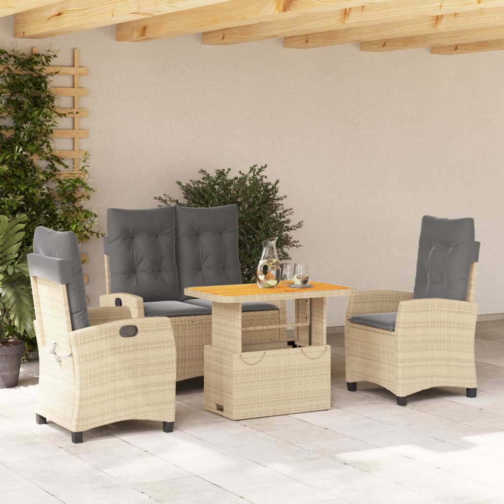 Set Mobilier De Grădină, 2 Piese, Cu Perne, Bej, Poliratan