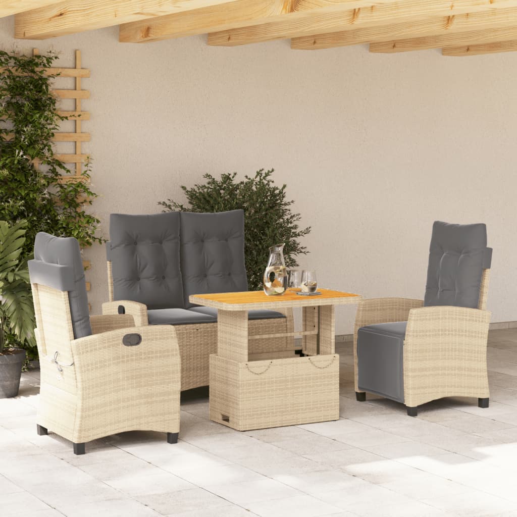 Set Mobilier De Grădină, 2 Piese, Cu Perne, Bej, Poliratan