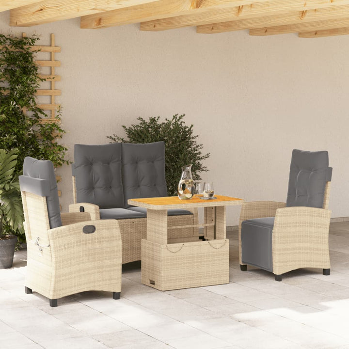 Set Mobilier De Grădină, 2 Piese, Cu Perne, Bej, Poliratan