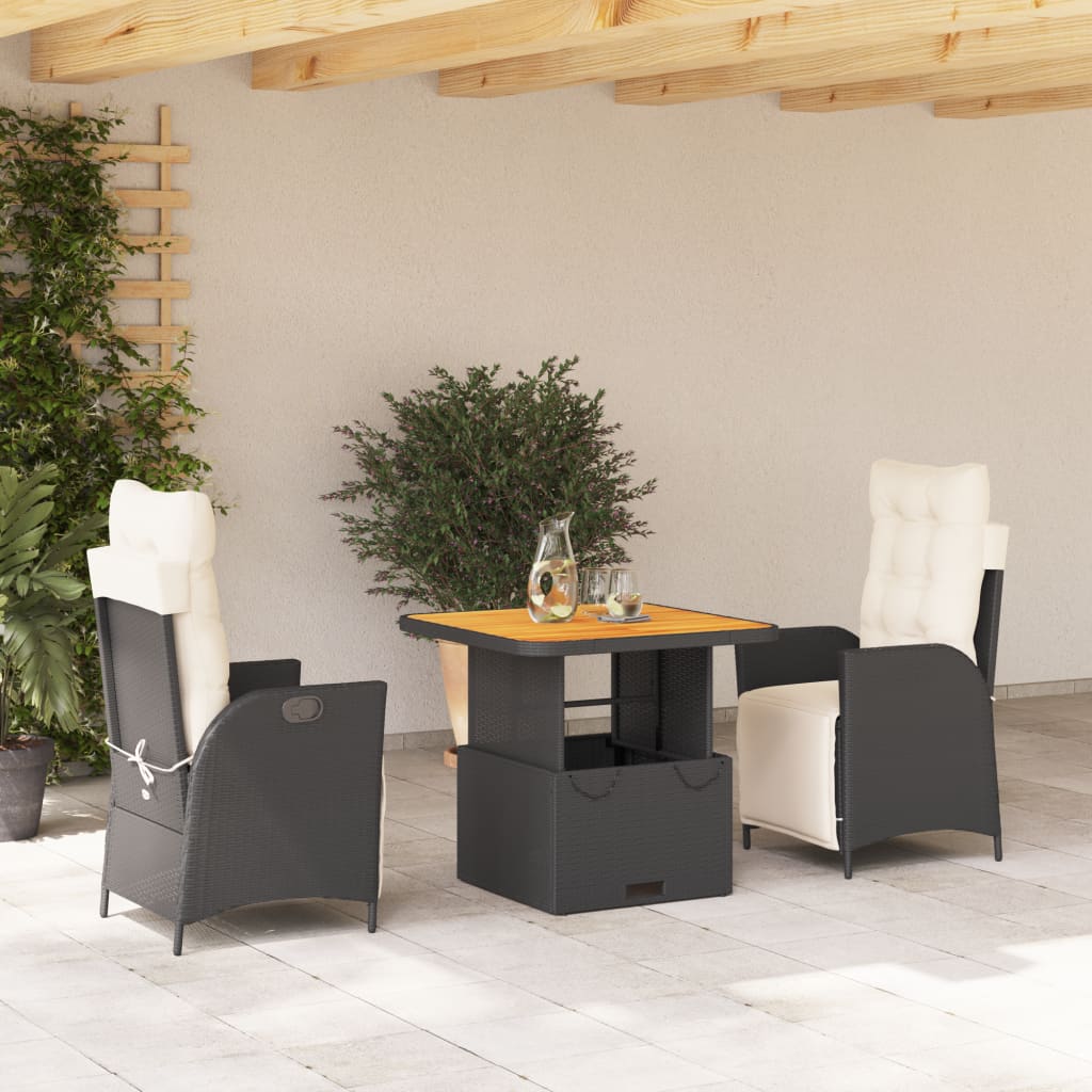 Set Mobilier De Grădină Cu Perne, 5 Piese, Negru, Poliratan