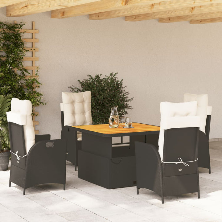 Set Mobilier De Grădină Cu Perne, 5 Piese, Negru, Poliratan