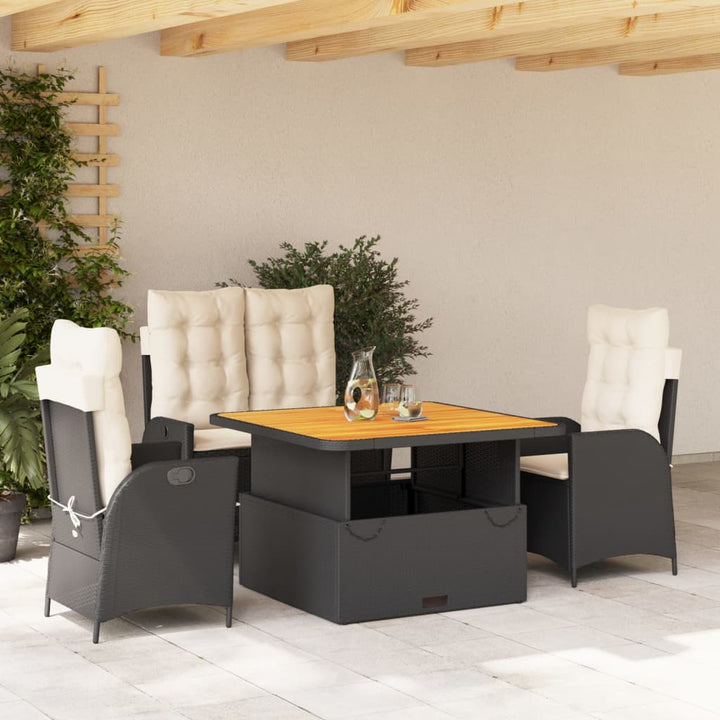 Set Mobilier De Grădină Cu Perne, 5 Piese, Negru, Poliratan