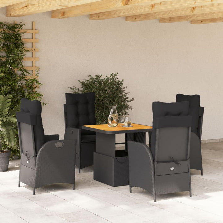 Set Mobilier De Grădină Cu Perne, 2 Piese, Negru, Poliratan