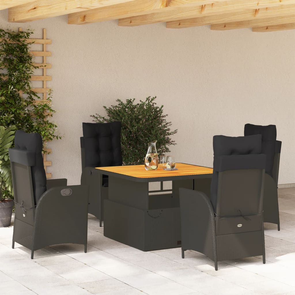 Set Mobilier De Grădină Cu Perne, 2 Piese, Negru, Poliratan