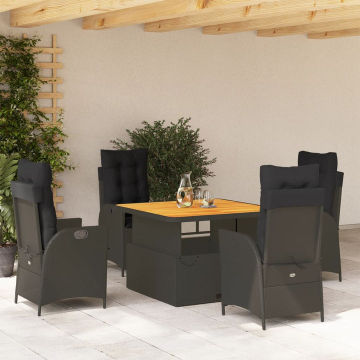 Set Mobilier De Grădină Cu Perne, 2 Piese, Negru, Poliratan