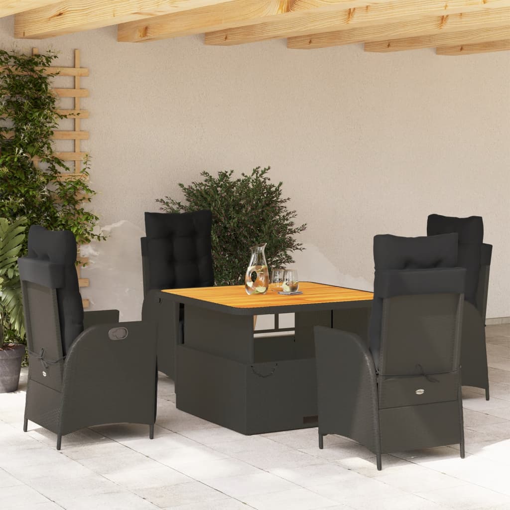 Set Mobilier De Grădină Cu Perne, 2 Piese, Negru, Poliratan