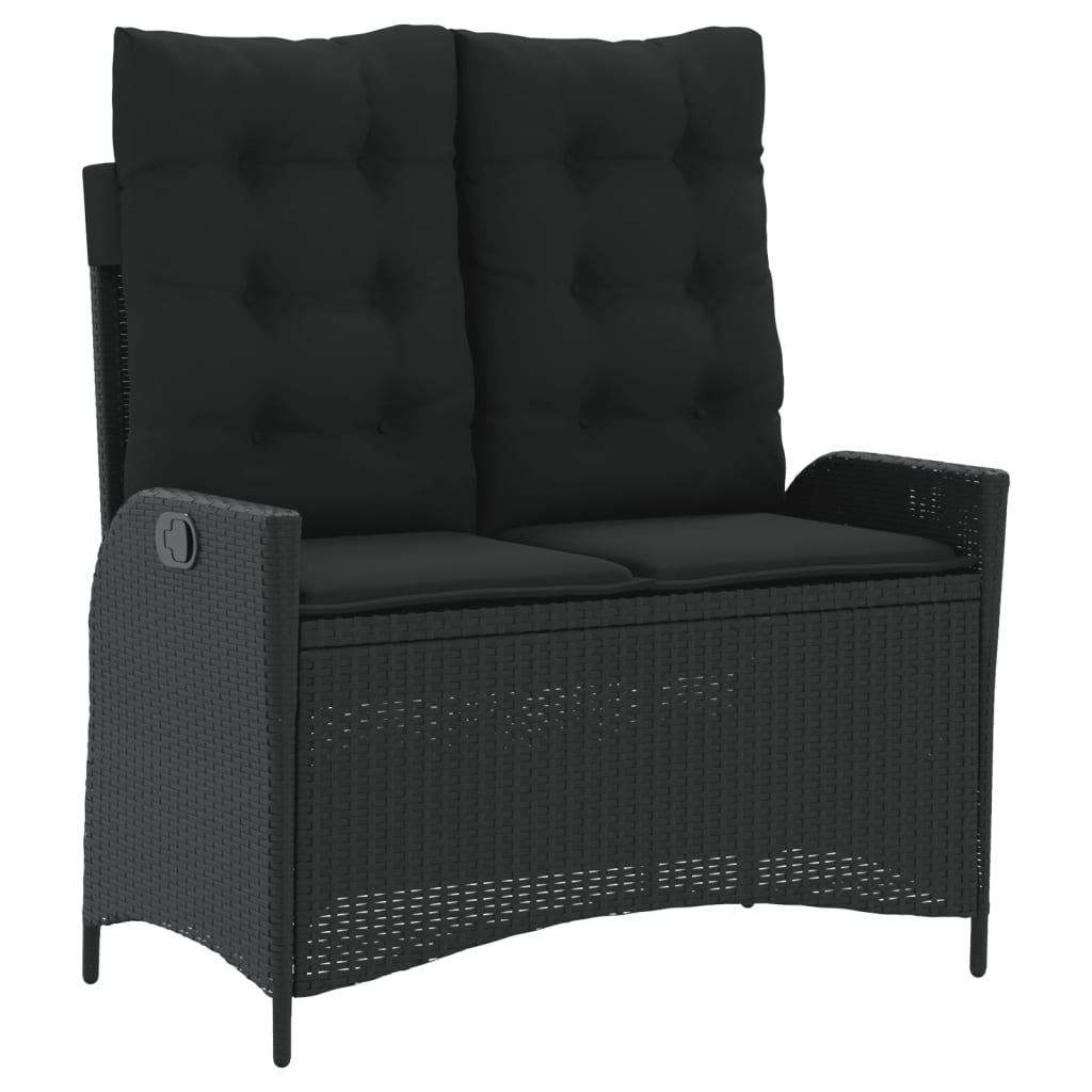 Set Mobilier De Grădină Cu Perne, 2 Piese, Negru, Poliratan