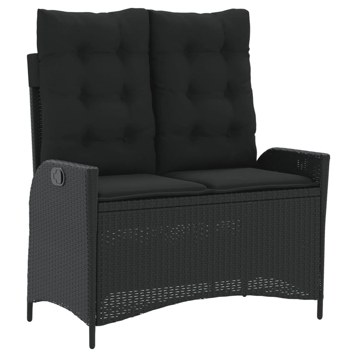 Set Mobilier De Grădină Cu Perne, 2 Piese, Negru, Poliratan