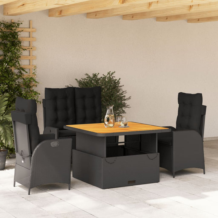Set Mobilier De Grădină Cu Perne, 2 Piese, Negru, Poliratan