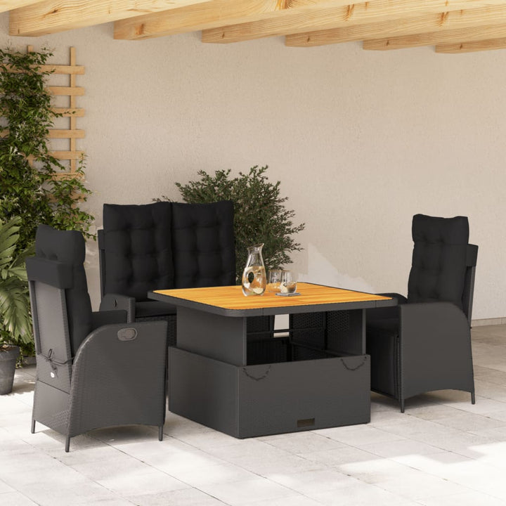 Set Mobilier De Grădină Cu Perne, 2 Piese, Negru, Poliratan