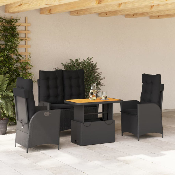 Set Mobilier De Grădină Cu Perne, 2 Piese, Negru, Poliratan