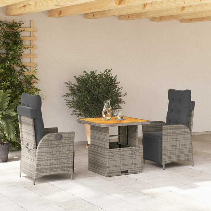 Set Mobilier De Grădină Cu Perne, 2 Piese, Gri, Poliratan