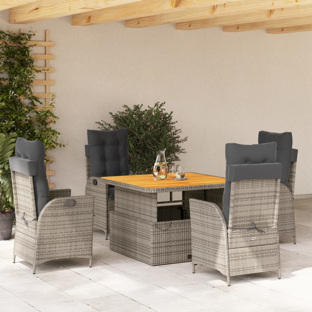Set Mobilier De Grădină Cu Perne, 2 Piese, Gri, Poliratan