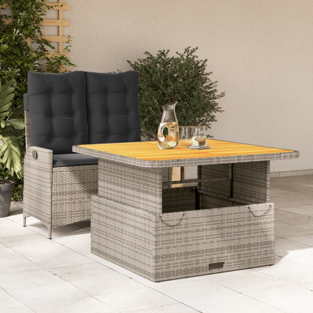Set Mobilier De Grădină Cu Perne, 2 Piese, Gri, Poliratan