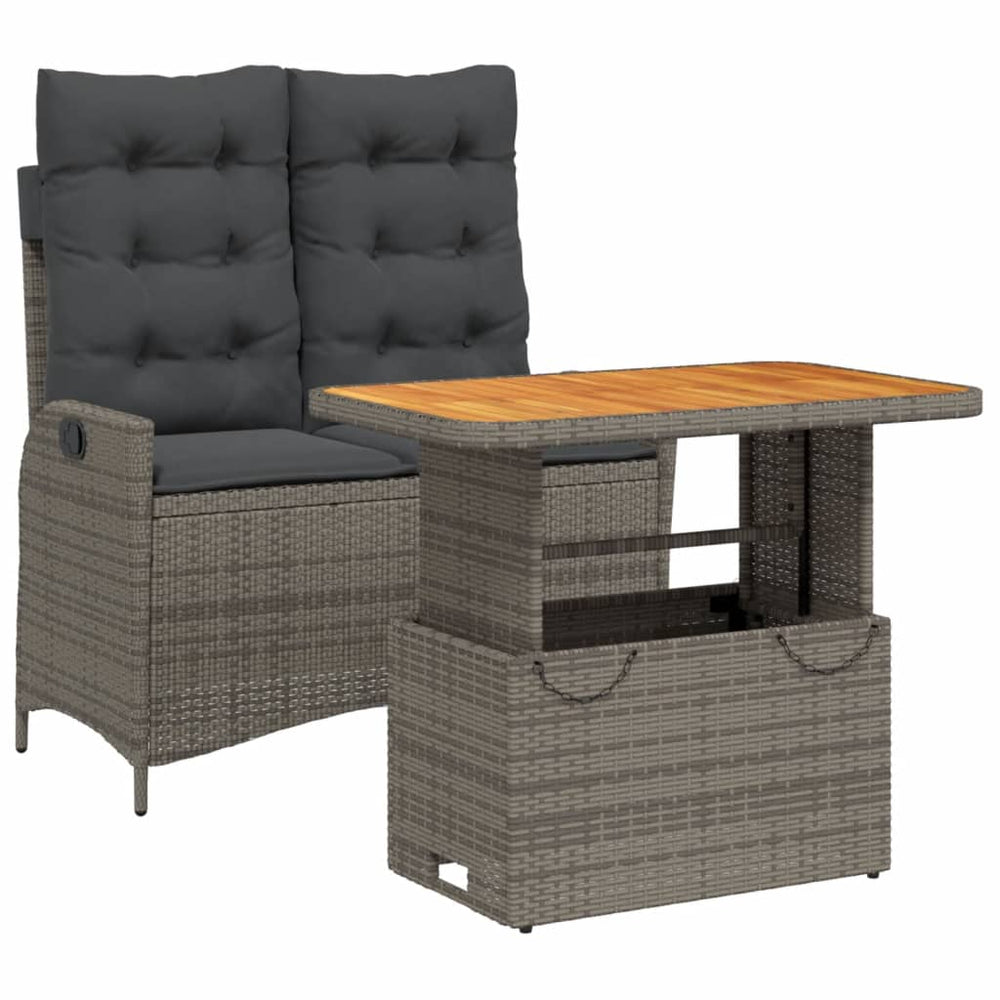 Set Mobilier De Grădină Cu Perne, 2 Piese, Gri, Poliratan