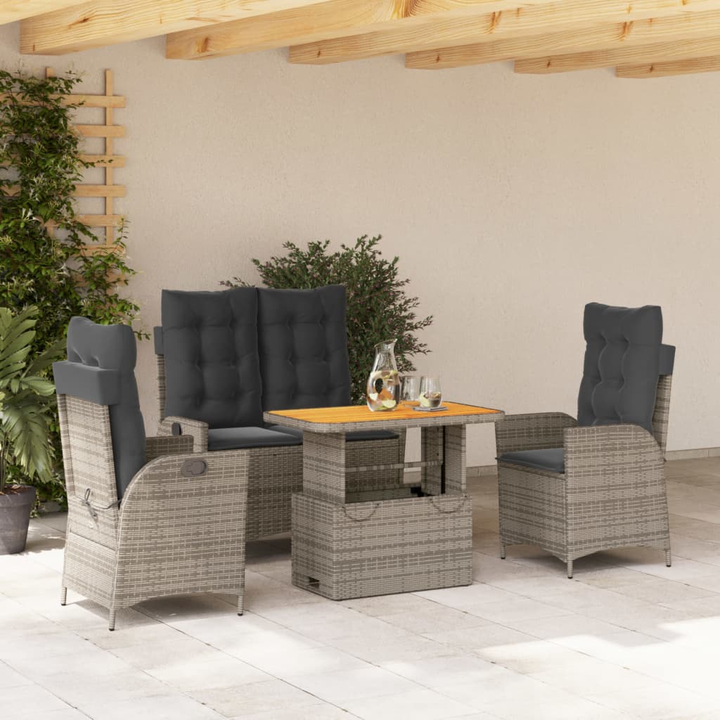 Set Mobilier De Grădină Cu Perne, 2 Piese, Gri, Poliratan