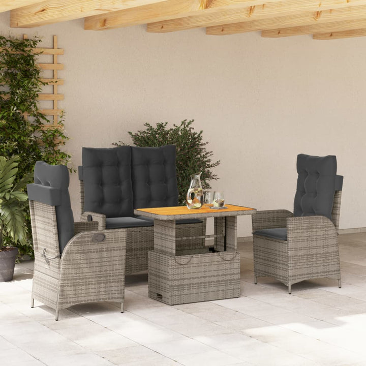 Set Mobilier De Grădină Cu Perne, 2 Piese, Gri, Poliratan