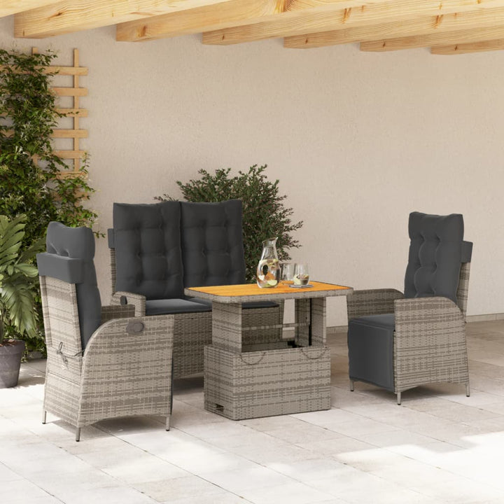 Set Mobilier De Grădină Cu Perne, 2 Piese, Gri, Poliratan