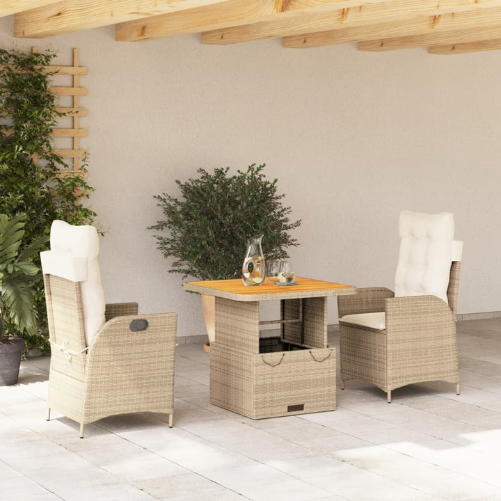 Set Mobilier De Grădină, 2 Piese, Cu Perne, Bej, Poliratan