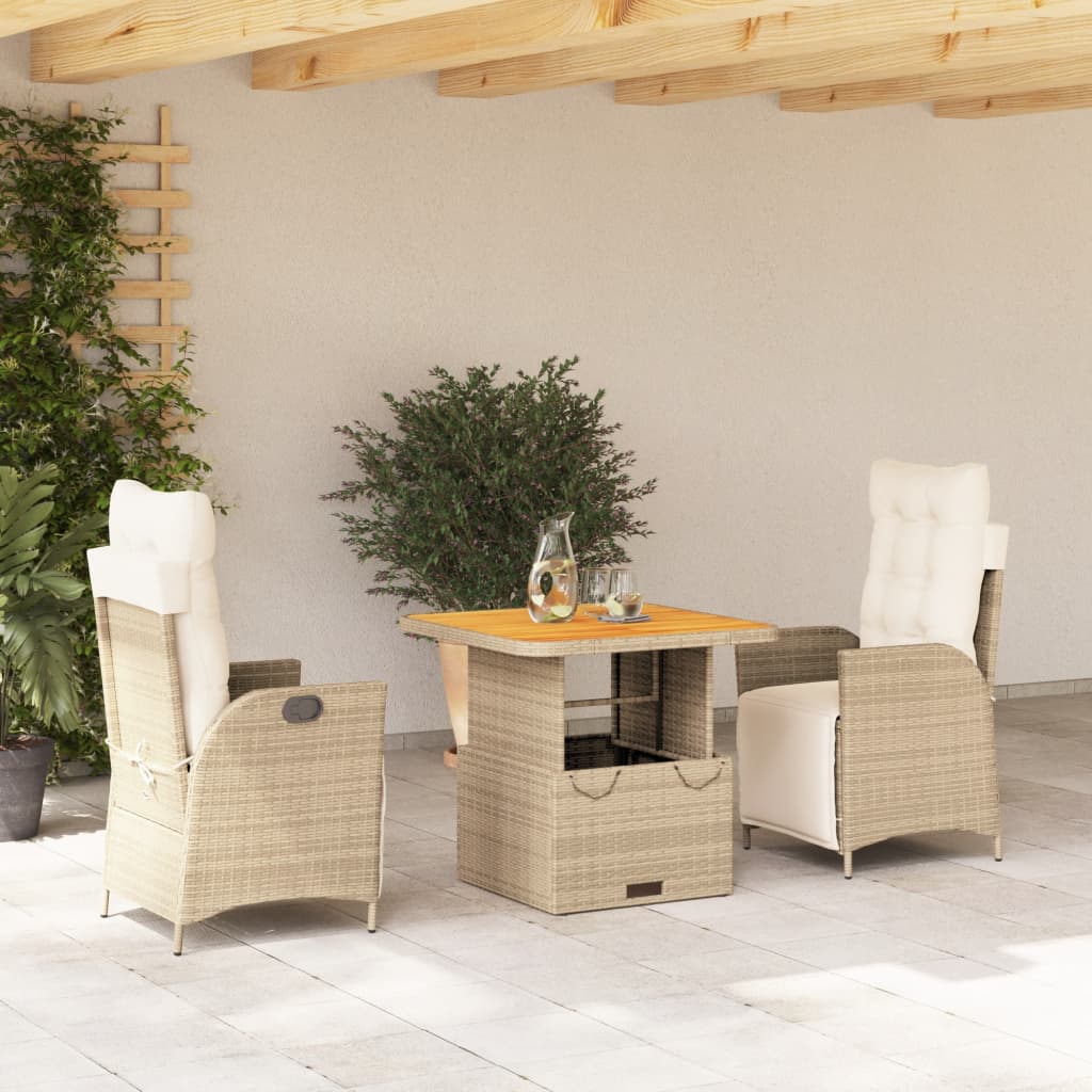 Set Mobilier De Grădină, 2 Piese, Cu Perne, Bej, Poliratan