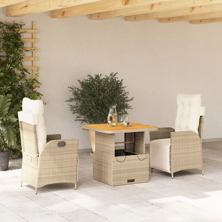 Set Mobilier De Grădină, 2 Piese, Cu Perne, Bej, Poliratan