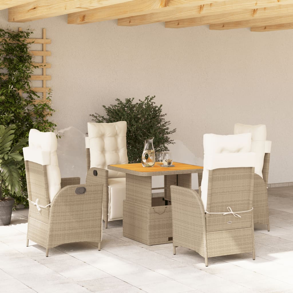 Set Mobilier De Grădină, 2 Piese, Cu Perne, Bej, Poliratan