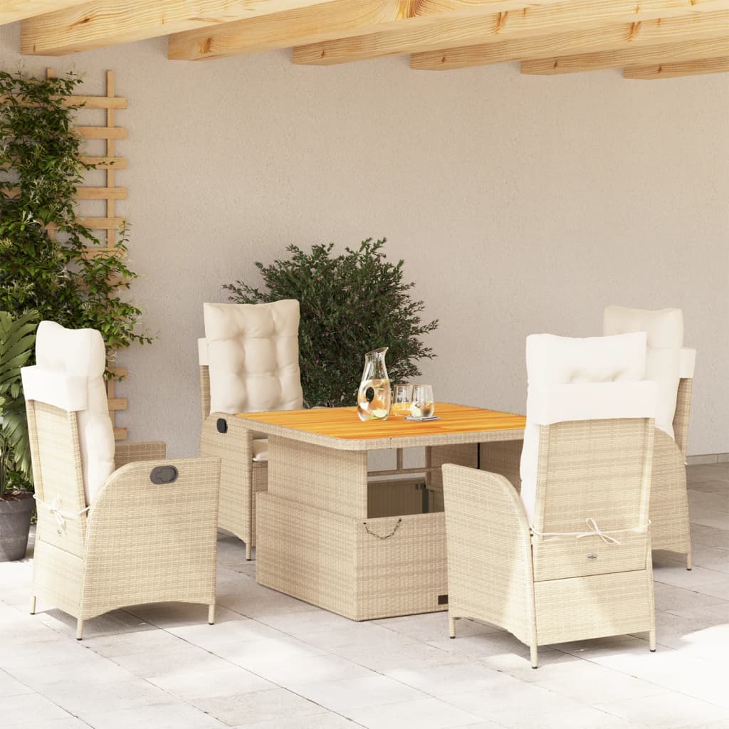 Set Mobilier De Grădină, 2 Piese, Cu Perne, Bej, Poliratan