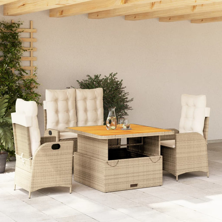 Set Mobilier De Grădină, 2 Piese, Cu Perne, Bej, Poliratan